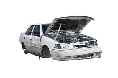 white scrap car